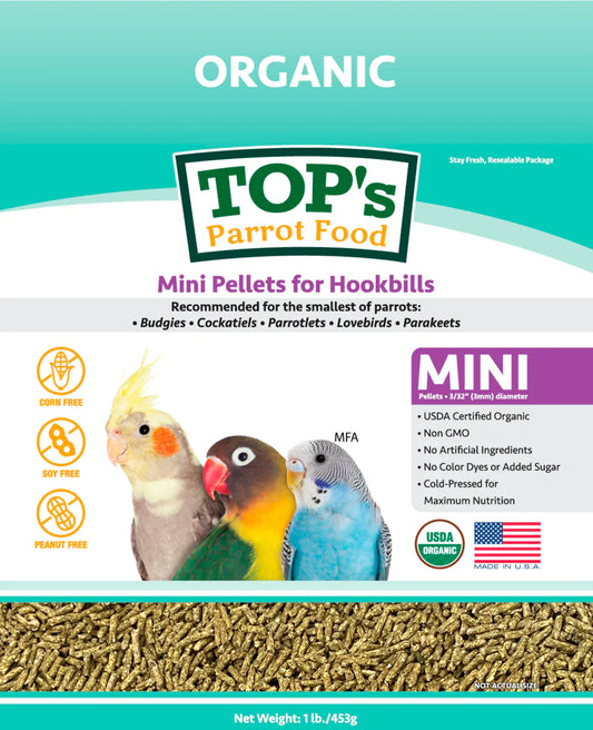 TOP's Parrot Food Mini Pellets (Papegøjefoder) Udsolgte mini pellets er bestilt hjem, de sidder pt. Fast i en container i Holland. Vi håber på at de snart bliver frigivet! (Update: Forventes frigivet i uge 45)