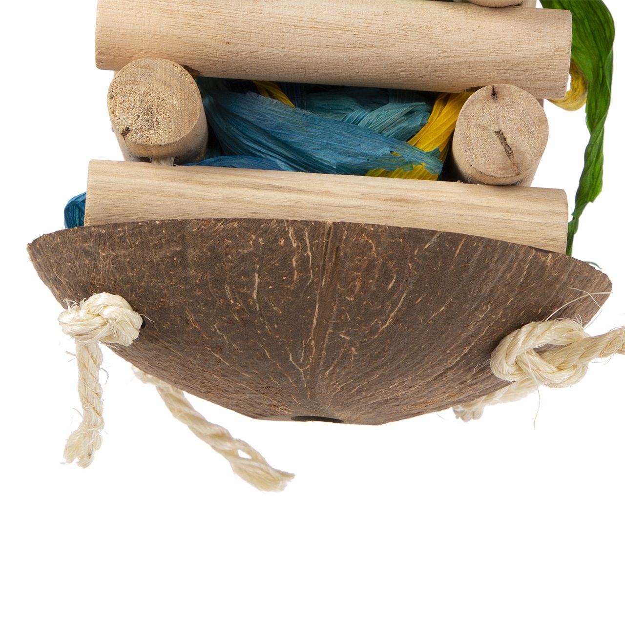 Foraging hat | gemmeleg med kokosnød, silkepapir og træ ca. 13 x 13 x 27 cm