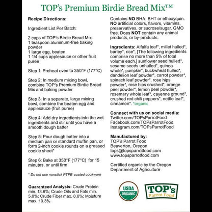 (TOP's Parrot Food Birdie Bread Mix - Blueberry Burst - 612 gram